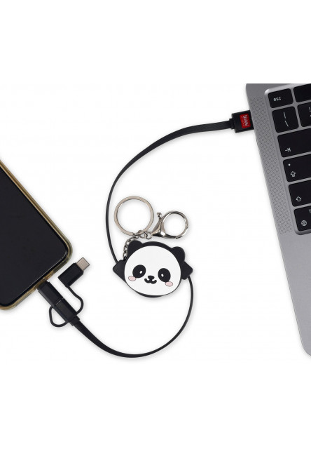 Nabíjací kábel 3 v 1 Legami 3-In-1 Retract. Charging Cable - Charge 'N Roll - Panda