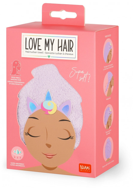 Uterák na vlasy Legami Hair Turban Towel - Love My Hair - Unicorn
