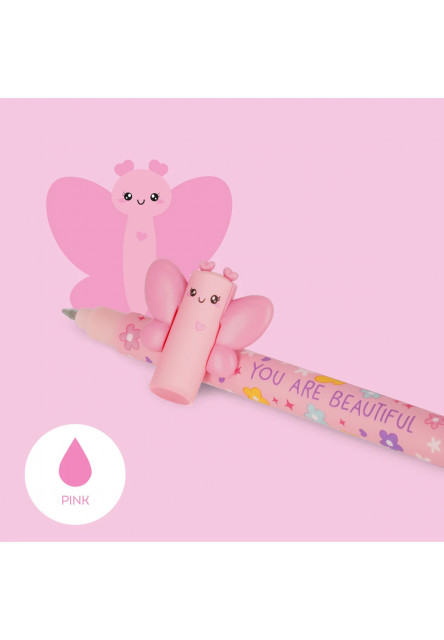 Gumovací pero Legami Erasable Gel Pen - Erasable Pen - Butterfly - Pink Ink