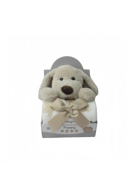 Free2Play Plyšová hračka s dekou Puppy Brown/White