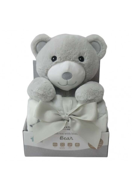 Free2Play Plyšová hračka s dekou Teddy Grey/White