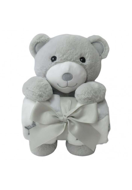 Free2Play Plyšová hračka s dekou Teddy Grey/White