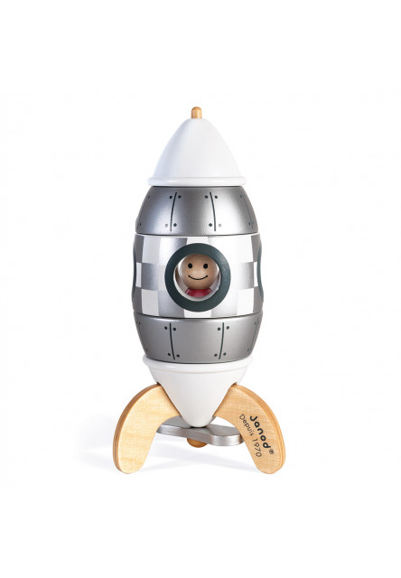 Drevená magnetická skladačka Raketa Strieborná Special Edition