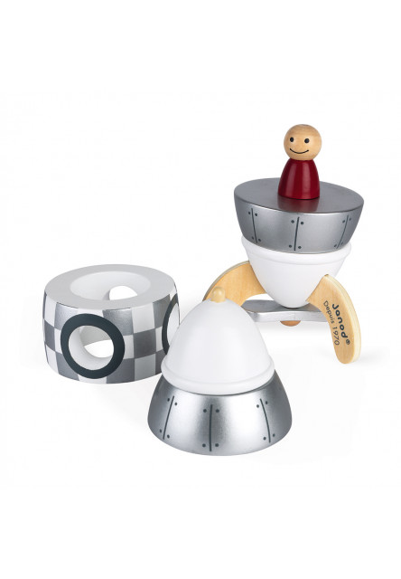 Drevená magnetická skladačka Raketa Strieborná Special Edition