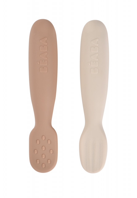 Prvé trénovacie lyžičky silikónové 2 ks Praline / Clay