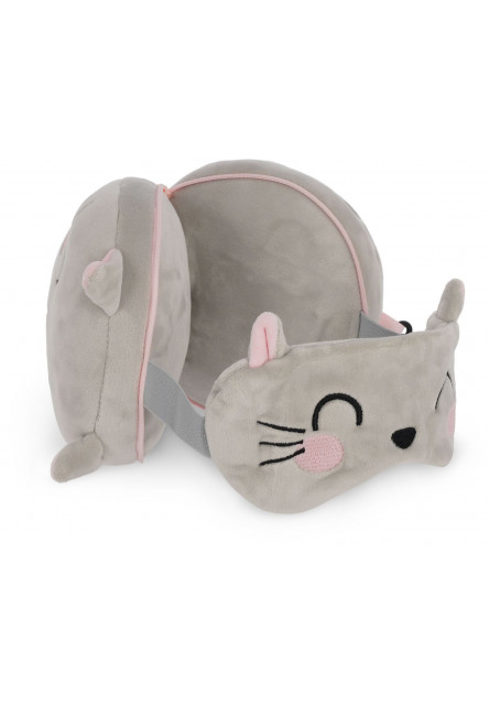 Cestovný vankúšik s maskou na spanie Legami Travel Pillow With Sleep Mask - My Travel Buddy - Kitty
