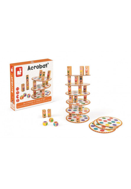 Spoločenská hra pre deti Akrobat od 5 rokov 2-8 hráčov hra na motoriku a rovnováhu Janod