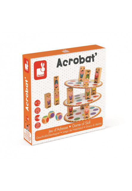 Spoločenská hra pre deti Akrobat od 5 rokov 2-8 hráčov hra na motoriku a rovnováhu
