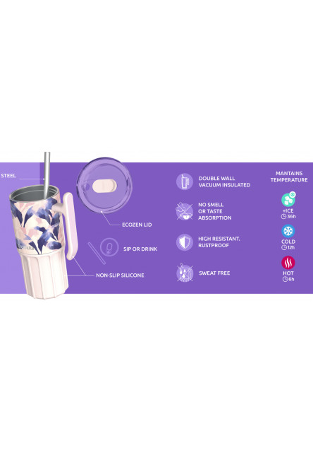 Nerezový termohrnček so slamkou Umi Lavender 720 ml