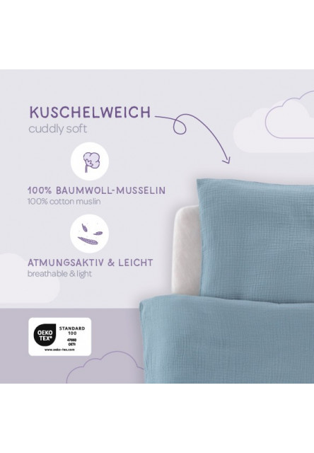 povlečení Musselin 100/135 + 40/60 Jeansblau