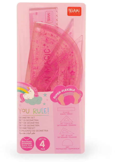 Set pravítok Legami Geometry Set - You Rule! - Unicorn