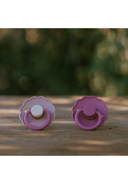 Dvojbalenie cumlíkov frigg daisy violet peony/ cedar, 0-6m, kaučuk