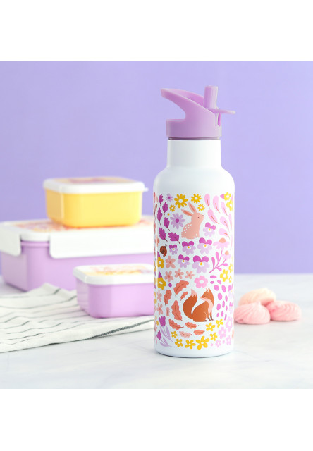 antikorová fľaša na pitie, 500 ml - kvetinová záhrada