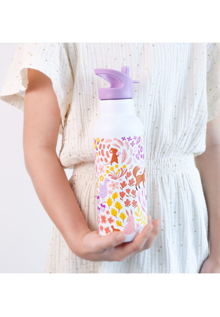 antikorová fľaša na pitie, 500 ml - kvetinová záhrada