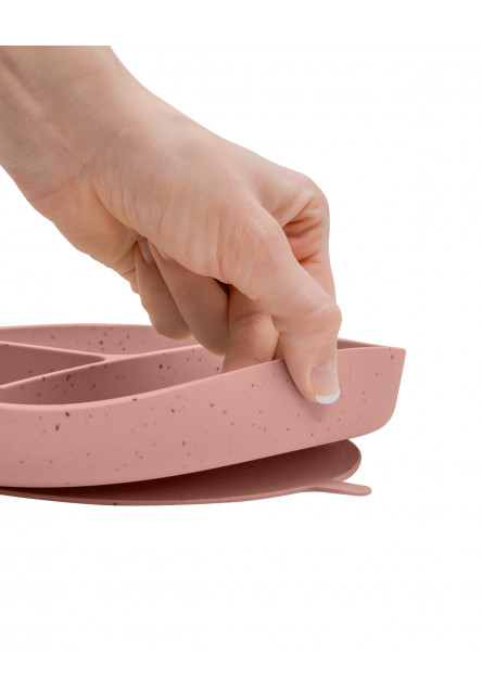 Talíř dělený s přísavkou Platinum Silicone Blush