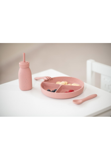 Talíř dělený s přísavkou Platinum Silicone Blush