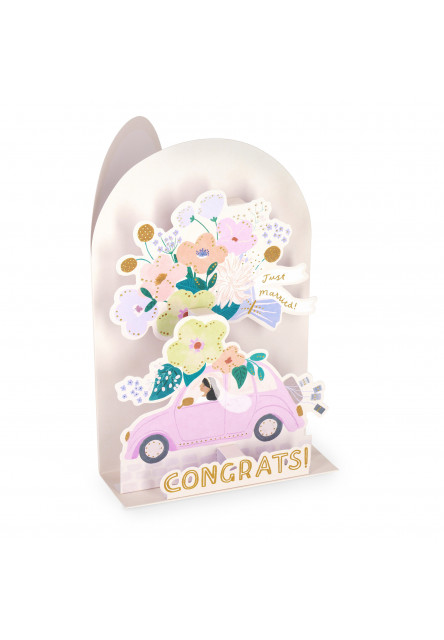 Darčekové prianie Legami Pop-Up Card - Pop-Up Greeting Card - Wedding Car