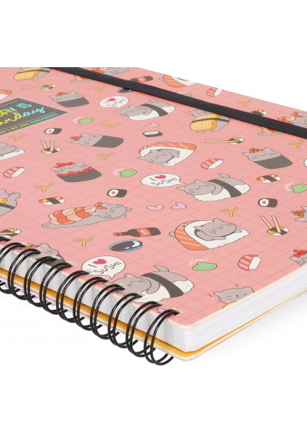 Zápisník Legami Lined Spiral-Bound Notepad - Spiral Notebook - Maxi - Sushi Cat