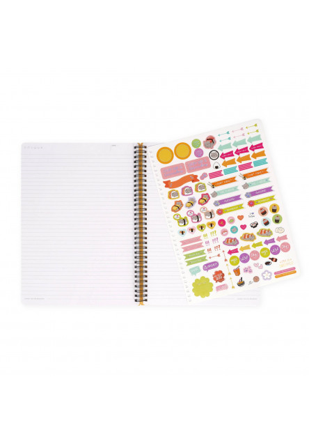 Zápisník Legami Lined Spiral-Bound Notepad - Spiral Notebook - Maxi - Sushi Cat