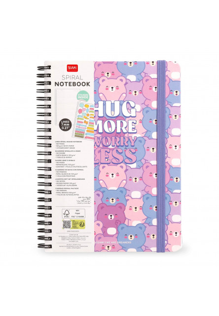 Zápisník Legami Lined Spiral-Bound Notepad - Spiral Notebook - Maxi - Teddy Bear