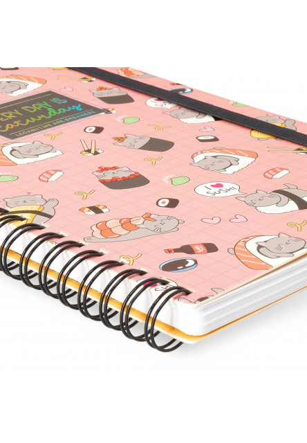 Zápisník Legami Lined Spiral-Bound Notepad - Spiral Notebook - Large - Sushi Cat