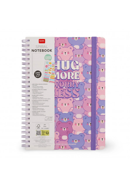 Zápisník Legami Lined Spiral-Bound Notepad - Spiral Notebook - Large - Teddy Bear