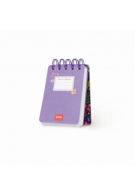 Zápisník Legami Lined Spiral-Bound Notepad - Spiral Notepad - Mini - Flowers