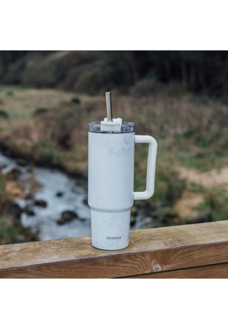 Nerezový termohrnček so slamkou Vibe Marble 880 ml