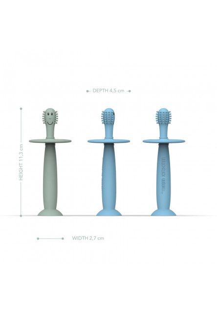 Tréningová zubná kefka so zarážkou – mint green and light blue