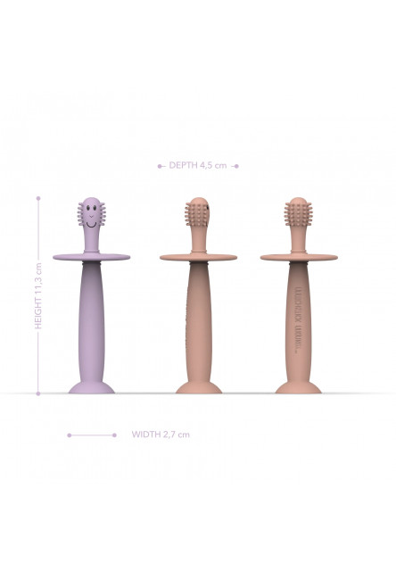 Tréningová zubná kefka so zarážkou – dusty pink and lilac