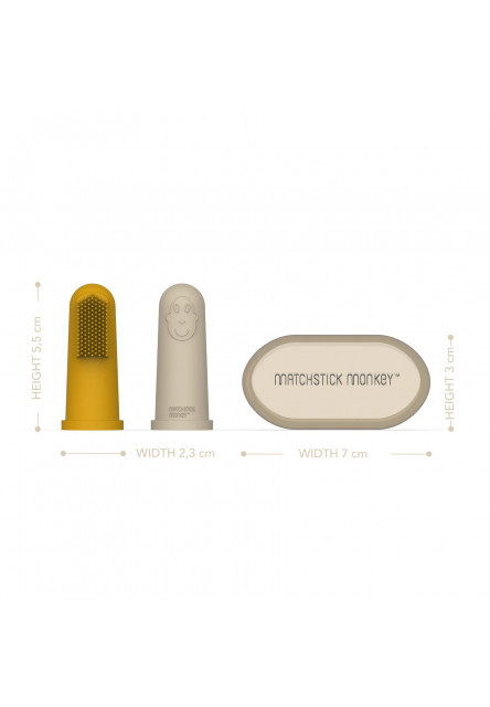 Silikónové zubné kefky na prst s puzdrom - yellow and beige