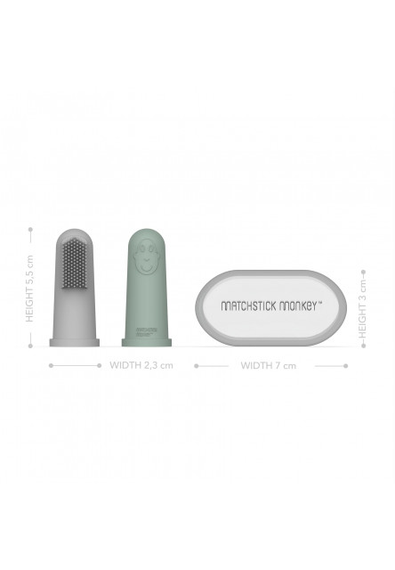 Silikónové zubné kefky na prst s puzdrom - grey and mint green
