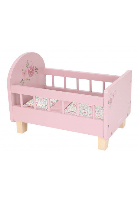 Postýlka pro panenky dřevěná s peřinkou Pink