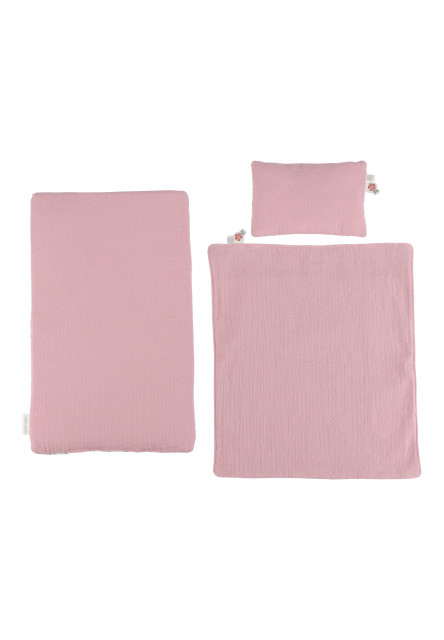 Postýlka pro panenky dřevěná s peřinkou Pink