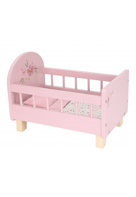 Postýlka pro panenky dřevěná s peřinkou Pink