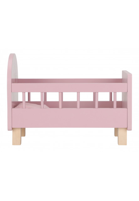 Postýlka pro panenky dřevěná s peřinkou Pink
