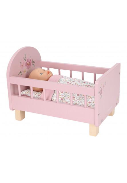 Postýlka pro panenky dřevěná s peřinkou Pink