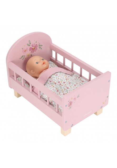 Postýlka pro panenky dřevěná s peřinkou Pink