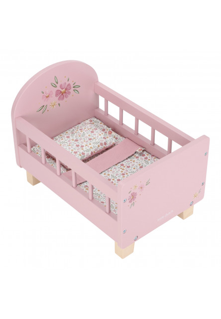 Postýlka pro panenky dřevěná s peřinkou Pink