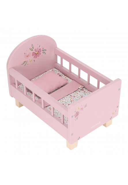 Postýlka pro panenky dřevěná s peřinkou Pink