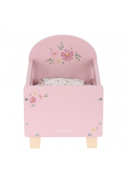 Postýlka pro panenky dřevěná s peřinkou Pink