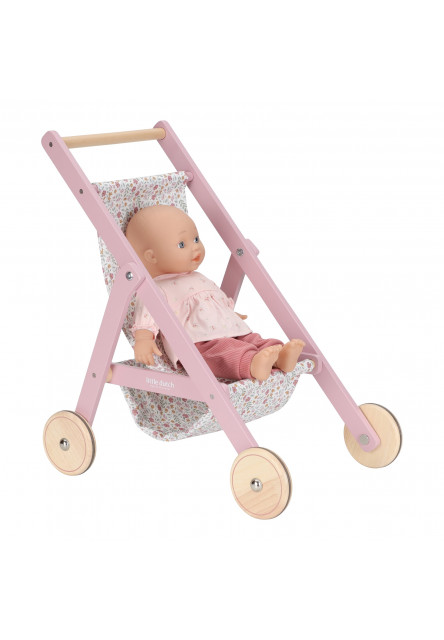 Kočárek pro panenky golfky dřevěné Pink
