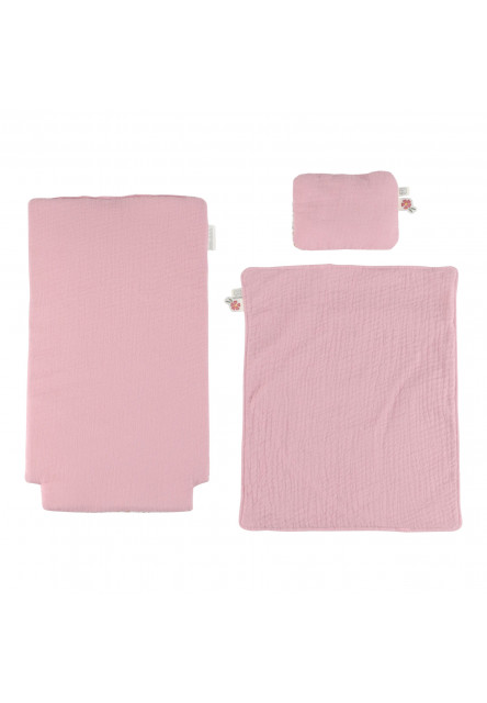 Kočárek pro panenky dřevěný s peřinkou Pink