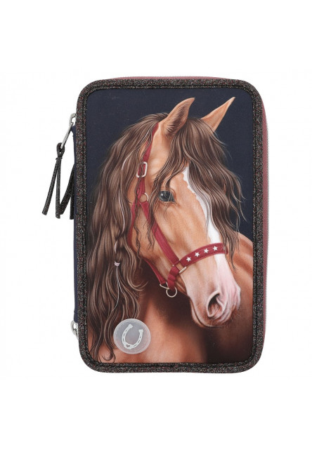 Peračník  s výbavou trojposchodový GLITTER HORSE s LED