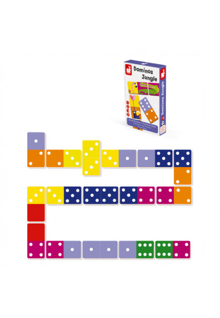 Detské obojstranné domino Džungľa so zvieratkami 28 kariet od 3-7 rokov