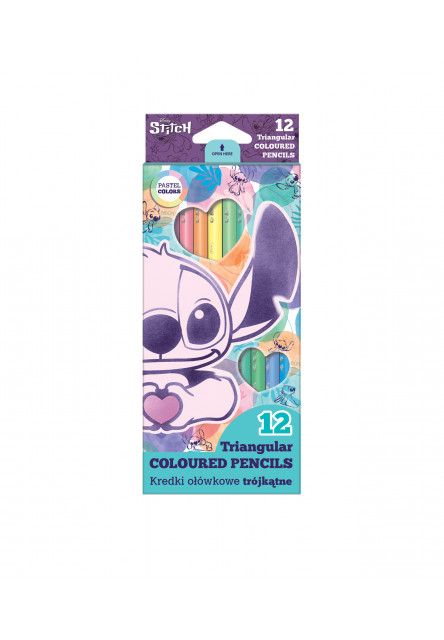 Trojhranné pastelky Stitch Pastel 12 ks