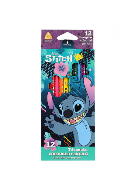 Trojhranné pastelky Stitch Blue 12 ks