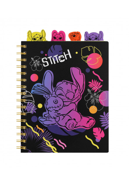 Zápisník špirálový A5 so záložkami Stitch Black