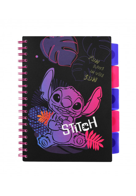 Zápisník špirálový B5 so záložkami Stitch Black