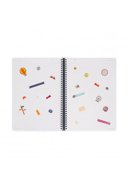 Zápisník Legami Lined Spiral-Bound Notebook - Špirálový zápisník - Maxi - Travel Stickers